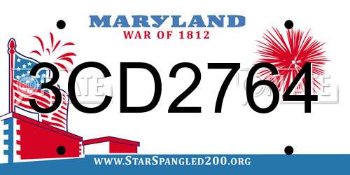 3CD2764 Maryland License Plate