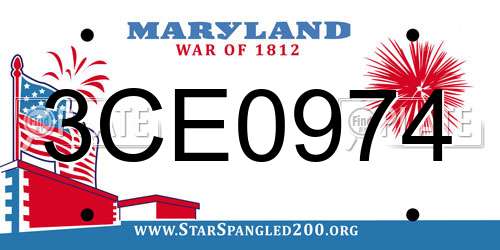 3CE0974 Maryland License Plate