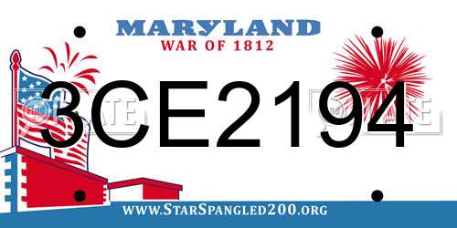 3CE2194 Maryland License Plate