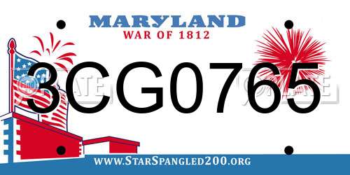 3CG0765 Maryland License Plate