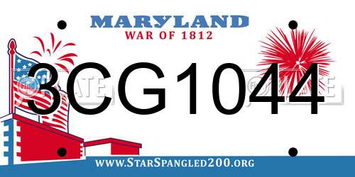 3CG1044 Maryland License Plate