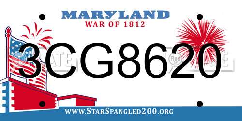 3CG8620 Maryland License Plate