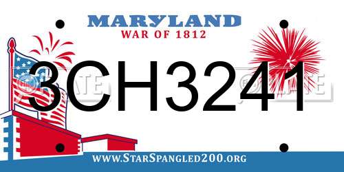 3CH3241 Maryland License Plate