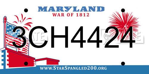 3CH4424 Maryland License Plate