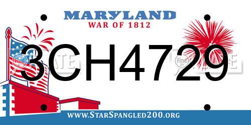 3CH4729 Maryland License Plate