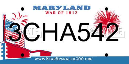 3CHA542 Maryland License Plate