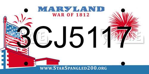 3CJ5117 Maryland License Plate