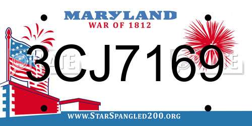 3CJ7169 Maryland License Plate