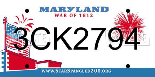 3CK2794 Maryland License Plate