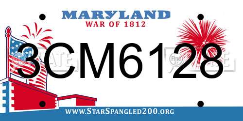3CM6128 Maryland License Plate