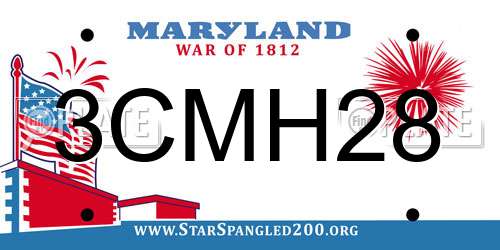3CMH28 Maryland License Plate