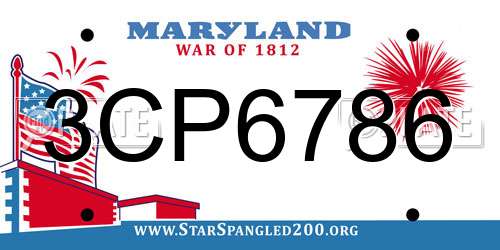 3CP6786 Maryland License Plate