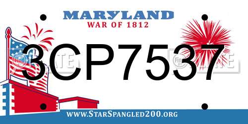 3CP7537 Maryland License Plate