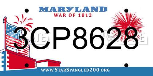 3CP8628 Maryland License Plate