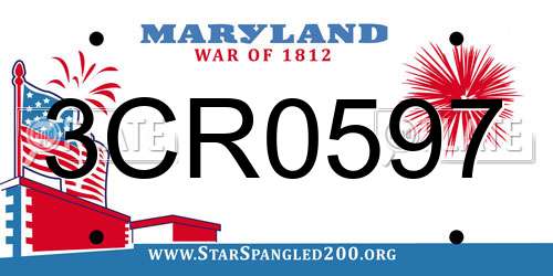 3CR0597 Maryland License Plate
