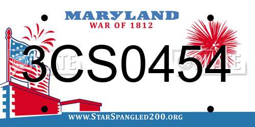 3CS0454 Maryland License Plate
