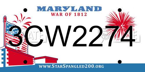3CW2274 Maryland License Plate