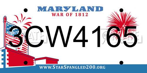 3CW4165 Maryland License Plate