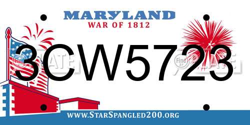 3CW5723 Maryland License Plate