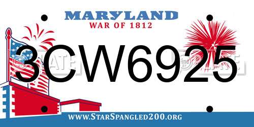 3CW6925 Maryland License Plate