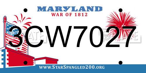 3CW7027 Maryland License Plate