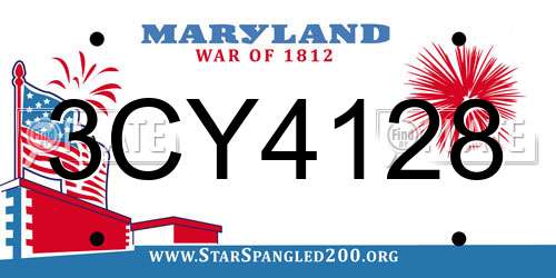 3CY4128 Maryland License Plate