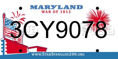 3CY9078 Maryland License Plate