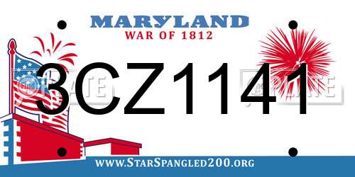 3CZ1141 Maryland License Plate