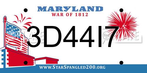 3D44I7 Maryland License Plate