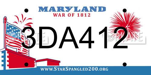 3DA412 Maryland License Plate