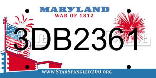 3DB2361 Maryland License Plate