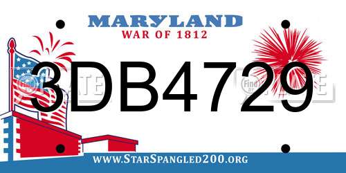 3DB4729 Maryland License Plate