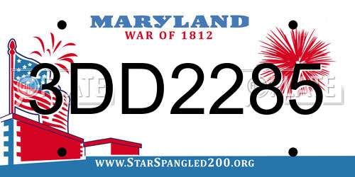 3DD2285 Maryland License Plate