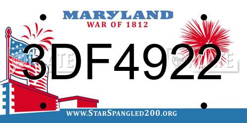 3DF4922 Maryland License Plate