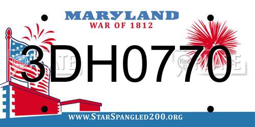 3DH0770 Maryland License Plate