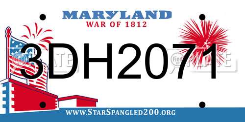 3DH2071 Maryland License Plate