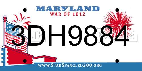 3DH9884 Maryland License Plate