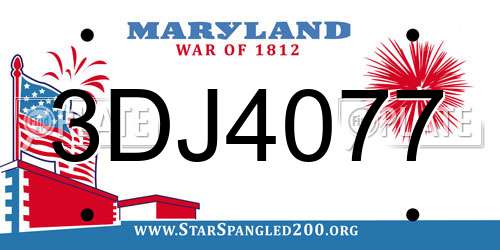 3DJ4077 Maryland License Plate