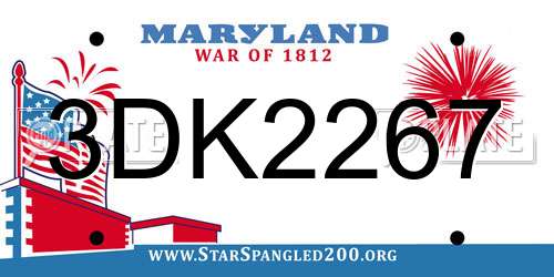 3DK2267 Maryland License Plate