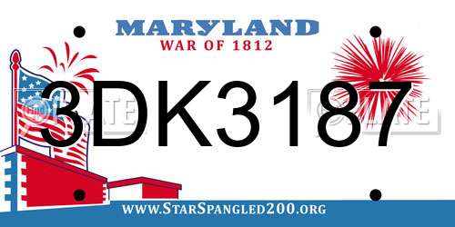 3DK3187 Maryland License Plate