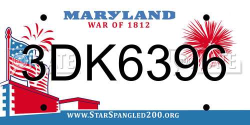 3DK6396 Maryland License Plate