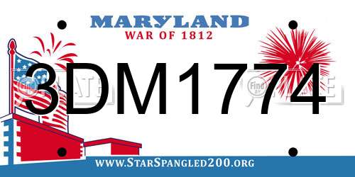 3DM1774 Maryland License Plate