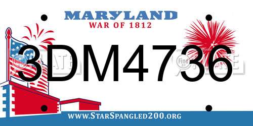 3DM4736 Maryland License Plate
