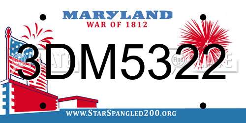 3DM5322 Maryland License Plate