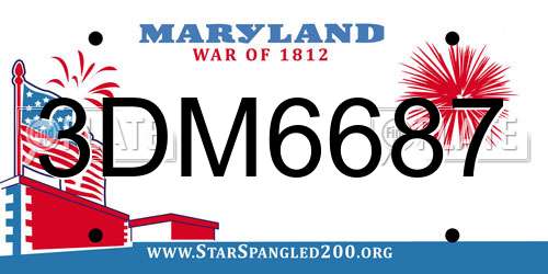 3DM6687 Maryland License Plate