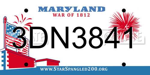 3DN3841 Maryland License Plate