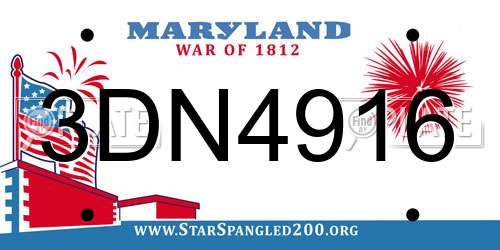 3DN4916 Maryland License Plate