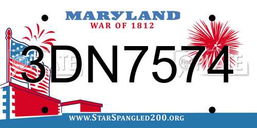 3DN7574 Maryland License Plate