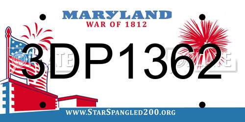 3DP1362 Maryland License Plate