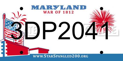 3DP2041 Maryland License Plate